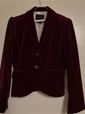 Pink Tartan Burgundy Velvet Blazer